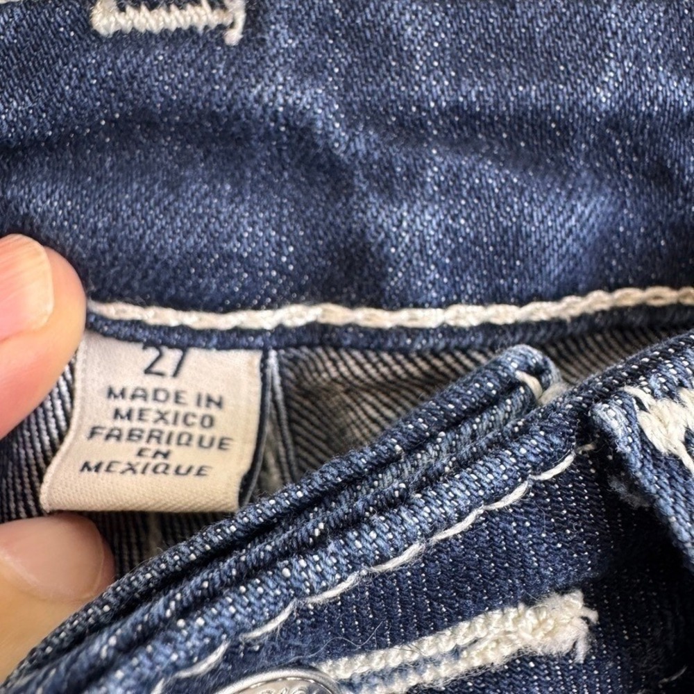 True Religion Joey Flare Y2K Lowrise Jeans Womens 27 Dark Wash Contrast Stitch - Picture 9 of 12